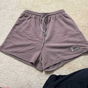 Brown Casual Shorts with Logo Patch